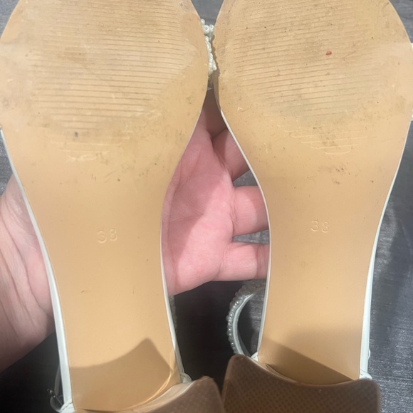 Elegant White Beaded Women's Heels - Picture 8 of 10